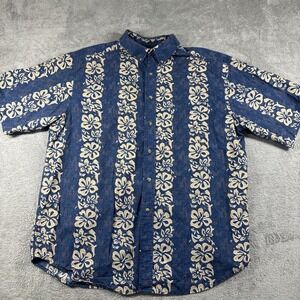 Windridge Men Blue Hawaiian Button Down Short Sleeve Shirt with Pocket  Size XL
